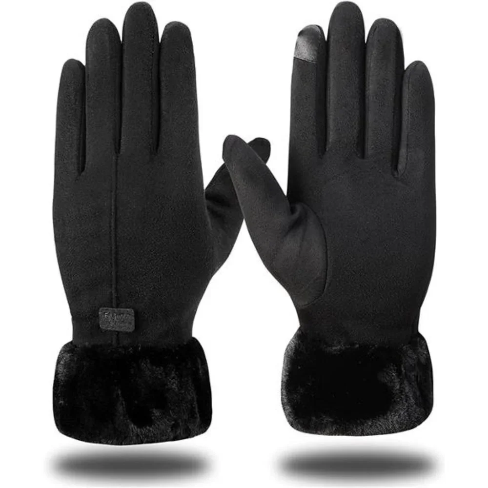 Winter Warm Touchscreen Glove Windproof Elastic Texting Black Gloves Women